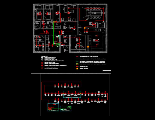 Technical schematic of building electrical and fire alarm systems drafted by Safe QLD